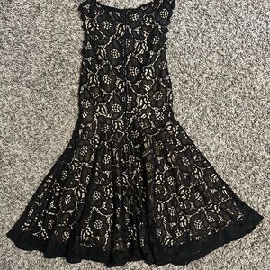 City Studio Black Lace Tan Dress